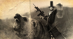 Abraham Lincoln wallpaper, Abraham Lincoln, humor, artwork, bears HD wallpaper