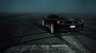 black coupe, Ferrari 458, car, Ferrari, black HD wallpaper