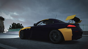 yellow and black coupe, Forza Horizon 2, car, BMW, racing simulators HD wallpaper