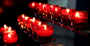 red glass candle holder lot