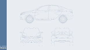 sedan illustration, vector, drawing, LADA, Vesta