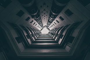 low-angle photo of gray concrete building, architecture, building, skyscraper