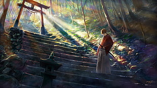 Kenshin Himura illustration HD wallpaper