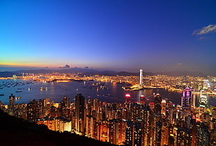 gray high-rise buildings, city, Hong Kong HD wallpaper
