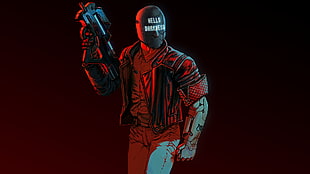 comic book character illustration, digital art, gun, mask, cyborg HD wallpaper