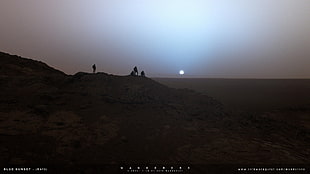 brown rock mountains, space, galaxy, Moon, landscape