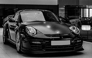black Porsche coupe, Auto, Black, Headlight HD wallpaper