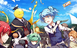 Assassin Classroom anime, Ansatsu Kyoushitsu, Shiota Nagisa, Karma Akabane, Koro-sensei HD wallpaper