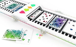 assorted-color playing card lot, cards, digital art, render