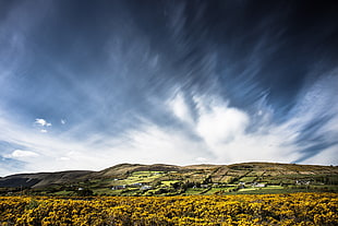 clouds above mountain range HD wallpaper