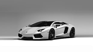 white Lamborghini Aventador coupe, car, Lamborghini, Lamborghini Aventador