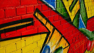 black and blue metal frame, wall, colorful, graffiti HD wallpaper