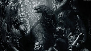 grayscale photo of alien photo