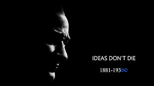 Ideas don't die text, Mustafa Kemal Atatürk, head, THE GENERAL, men HD wallpaper