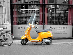 yellow and black motor scooter, vehicle, scooters HD wallpaper