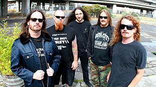 five man in black shirts band HD wallpaper