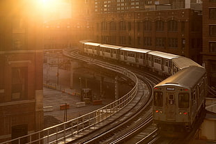 white and black wooden display cabinet, photography, sunlight, train, Chicago