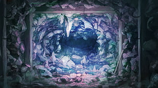 mining tunnel painting HD wallpaper