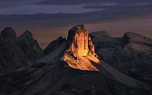 brown mountain, nature, landscape, mountains, sunset HD wallpaper