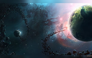 planet digital wallpaper, space, galaxy, space art, digital art