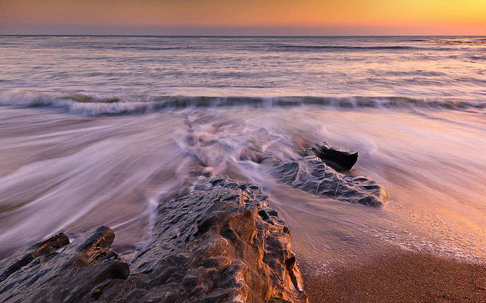 Close Up Photograph Of Body Of Water During Sunset HD Wallpaper Wallpaper Flare