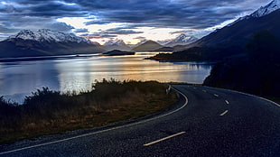 gray concrete road, landscape, road