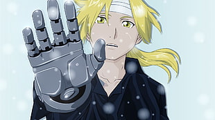 Edward Elric illustration, anime, winter, Full Metal Alchemist, Elric Edward HD wallpaper