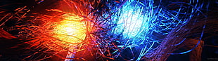 red and blue LED cable lights HD wallpaper