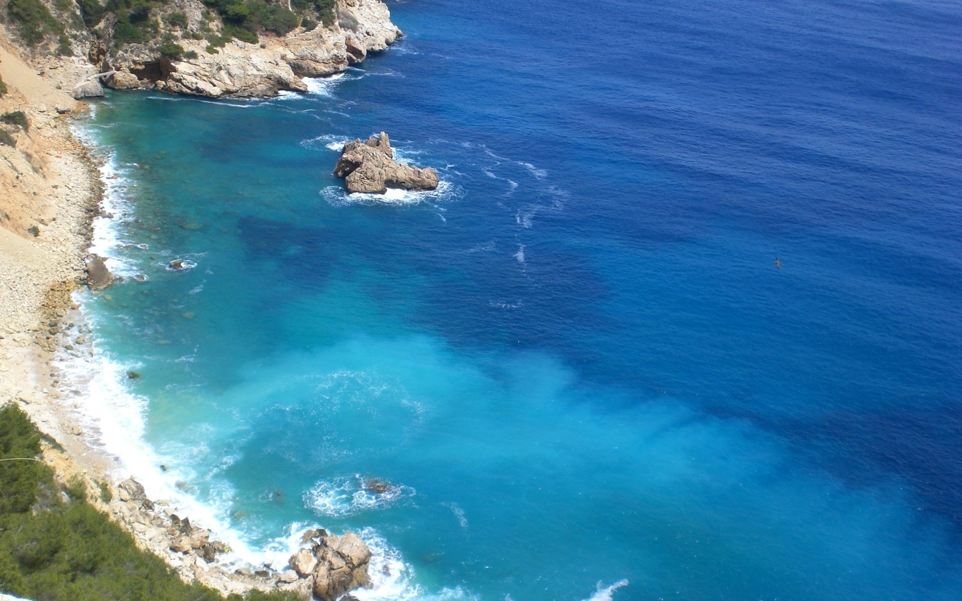 Coast,  Stones,  Blue water,  From above