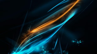 blue and orange lights wallpaper, shapes, digital art, artwork, abstract