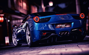 blue sports car wallpaper, Ferrari, car, Ferrari 458 Italia, blue cars HD wallpaper