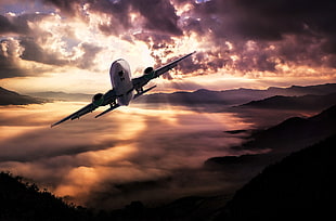 Airplane above sea of clouds HD wallpaper