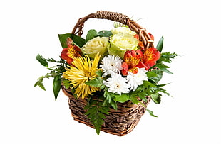 basket of assorted flowers HD wallpaper