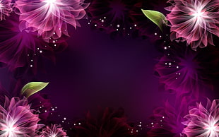 purple and green flower decoration HD wallpaper