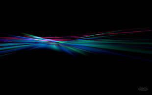 green, blue, and pink lightnings wallpaper, shapes, digital art