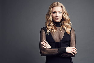 women's black long-sleeved top, Natalie Dormer , actress, blonde, women HD wallpaper