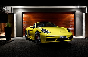 yellow Porsche Carrera HD wallpaper