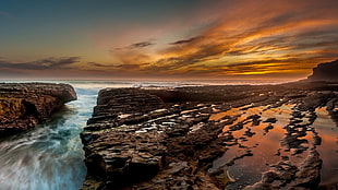 sea and rock formation digital wallpaper, nature, landscape, sea, rock