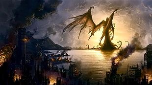 Warcraft Ilidan, Cthulu, digital art HD wallpaper