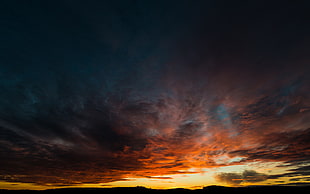 sunset sceenery, silhouette, landscape, clouds