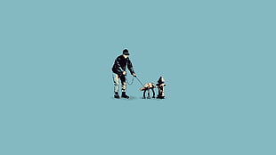 man with pet AT-AT walker peeing on fire hydrant cartoon, Star Wars HD wallpaper