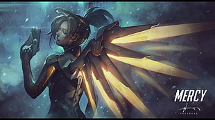 Overwatch Mercy illustration HD wallpaper