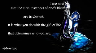 Pokemon Mewtwo quote digital wallpaper, quote, Fractalius, text, typography