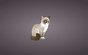 white and brown cat illustration HD wallpaper