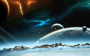 planets illustraion HD wallpaper