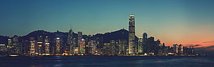gray concrete buildings, cityscape, city, Hong Kong, night HD wallpaper