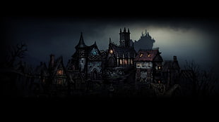 castle illustration, Darkest Dungeon, video games, dark HD wallpaper