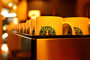 white and green Coffee ceramic mug HD wallpaper