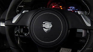 black and gray Bentley steering wheel HD wallpaper