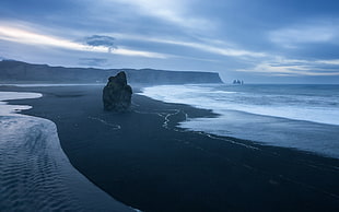 grey rock formation, nature, sea, beach, rock